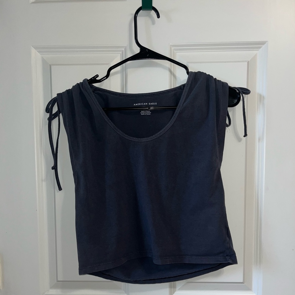 American Eagle Navy Cropped Shirt